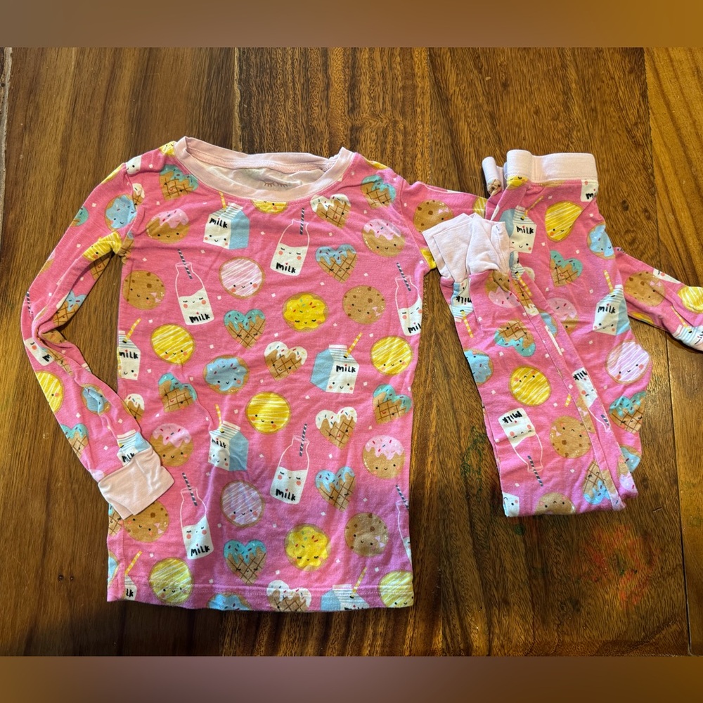 Little Sleepies Pink Milk and Cookies Kids Pajama Set